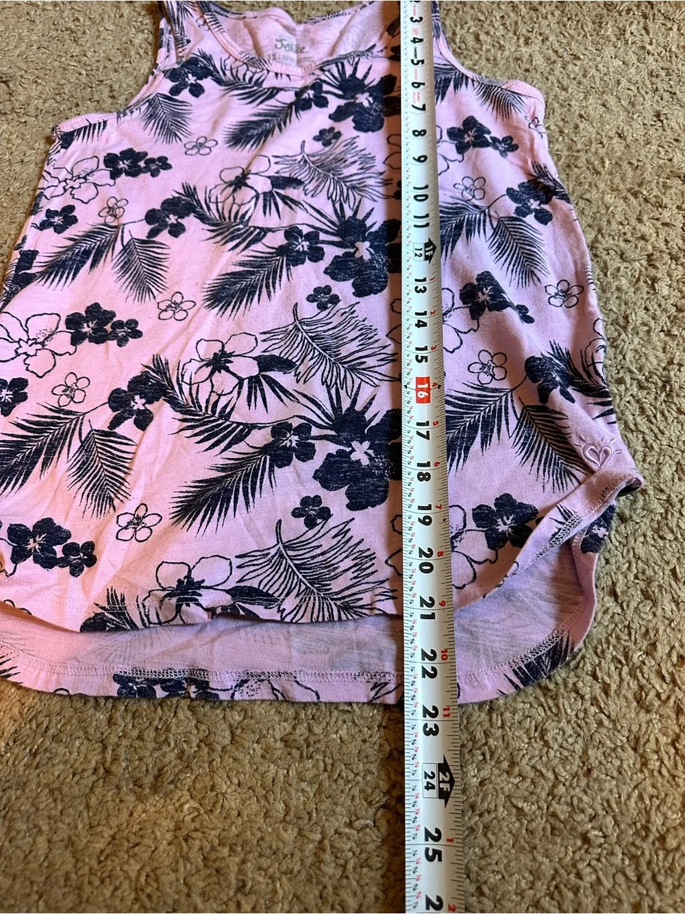 Justice Light Purple  Tank Top with Navy Floral Print Girls Size Large